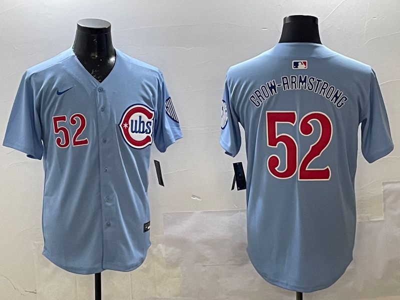 Men Chicago Cubs #52 Grow-Armstrong Light Blue Throwback Fashion 2025 Nike MLB Jersey style 1